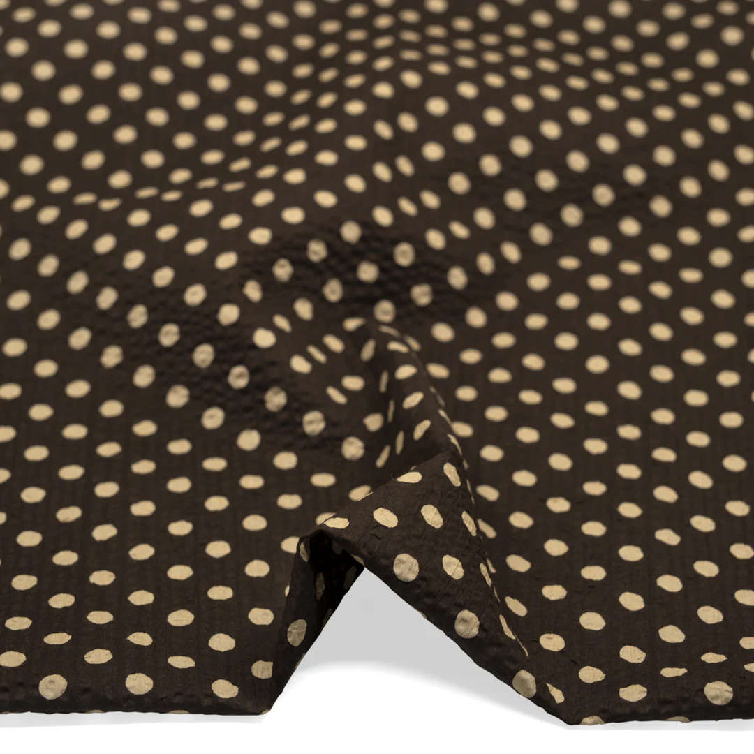Mini Polka Dot Crinkle Cotton - Fudge/Cashew - Image 2
