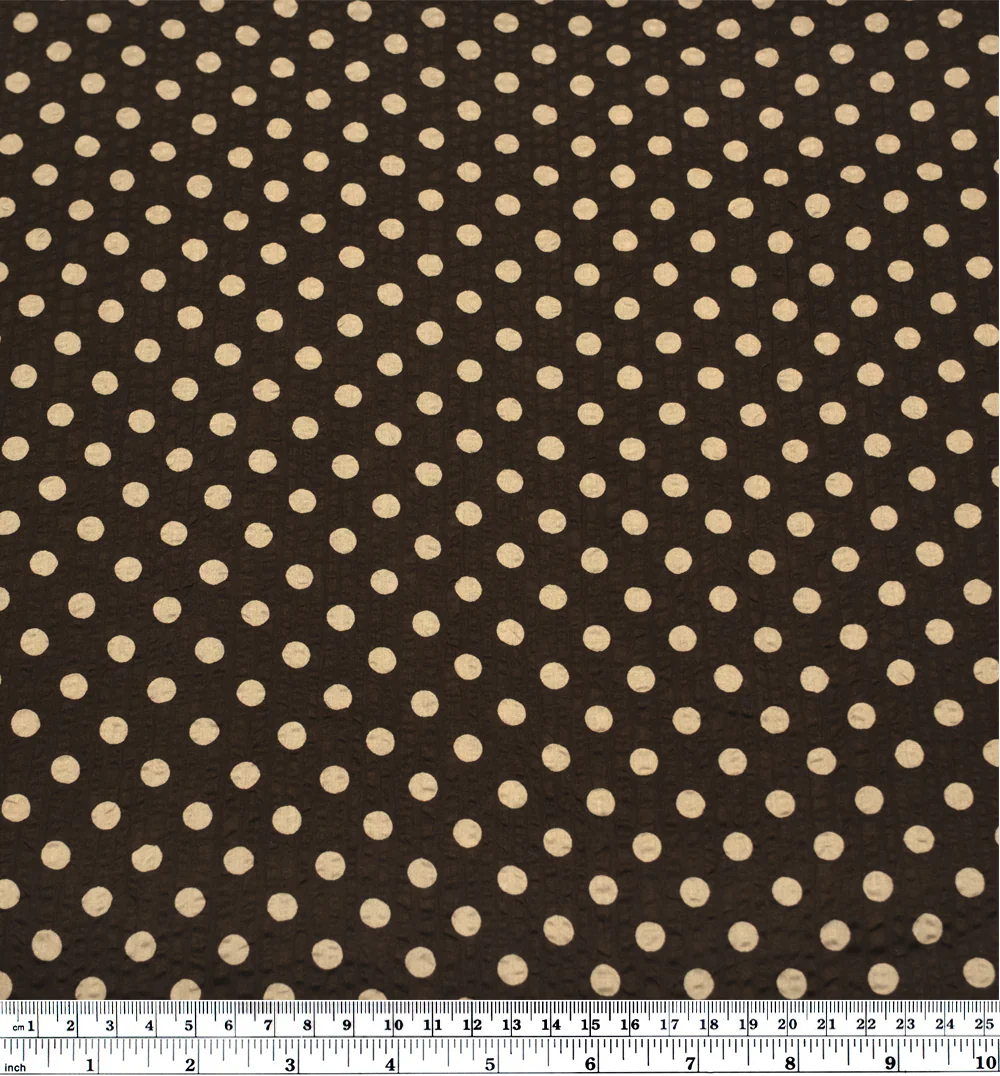 Mini Polka Dot Crinkle Cotton - Fudge/Cashew - Image 3