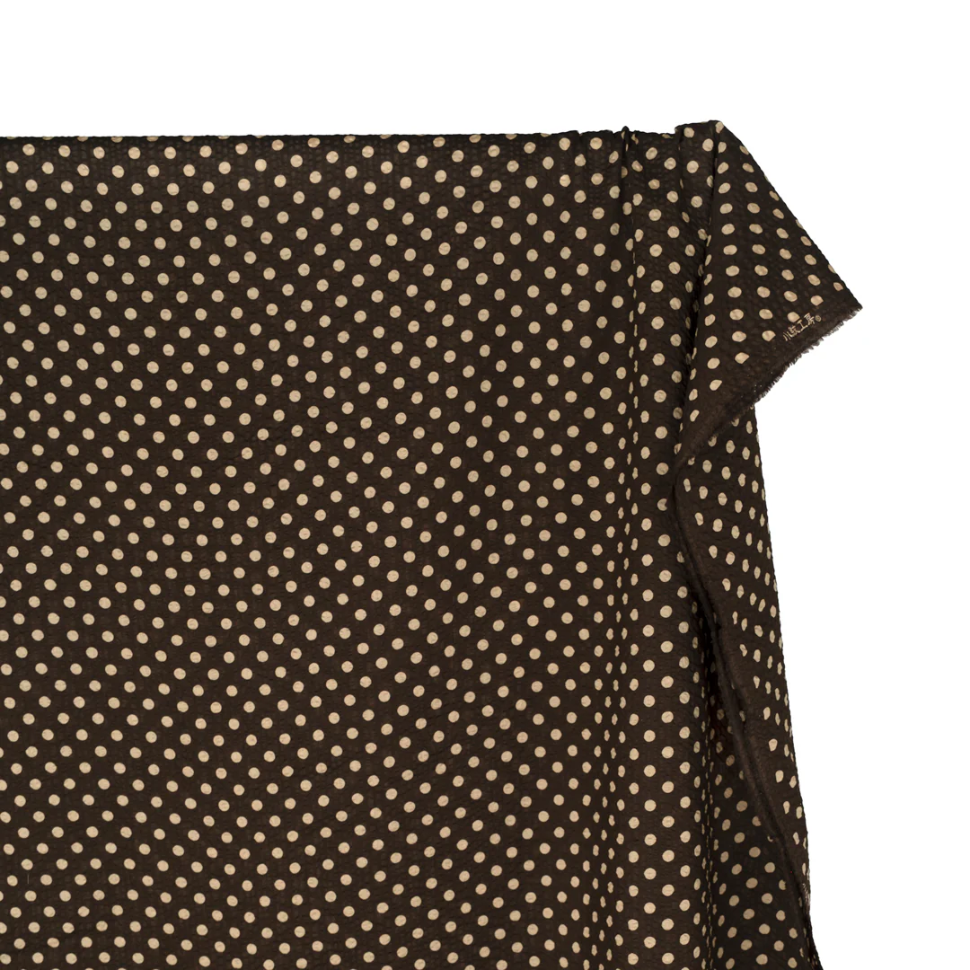 Mini Polka Dot Crinkle Cotton - Fudge/Cashew - Image 4