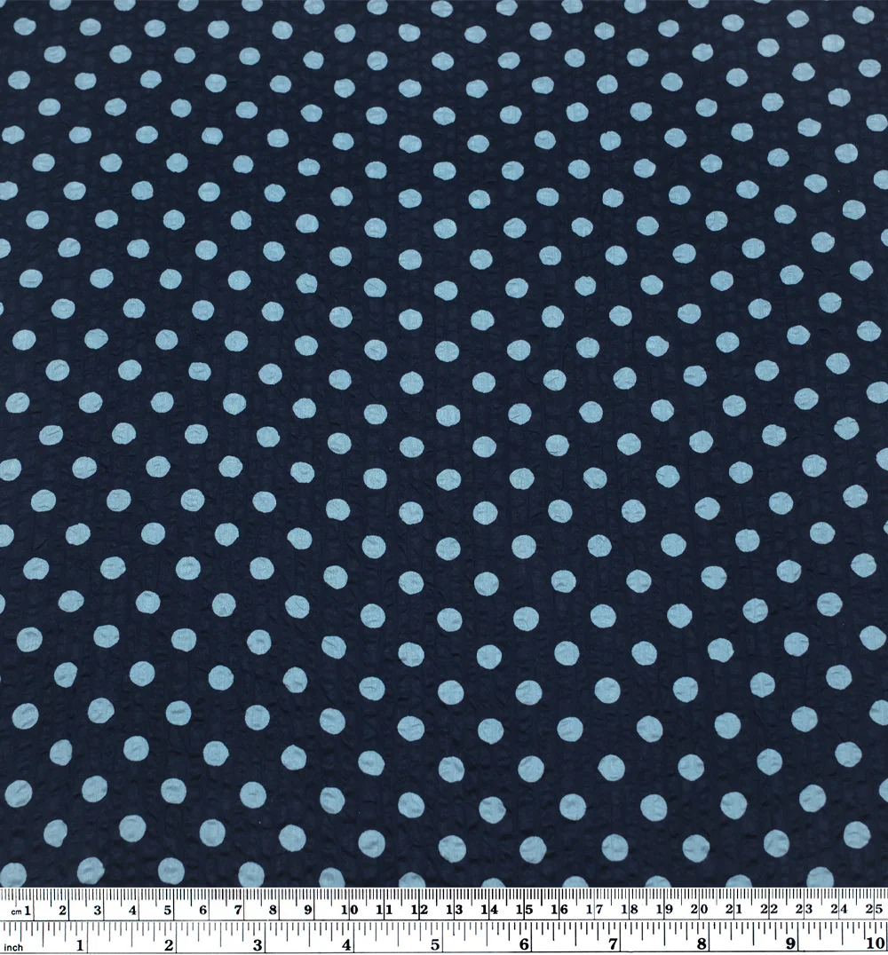 Mini Polka Dot Crinkle Cotton - Navy/Baby Blue - Image 3