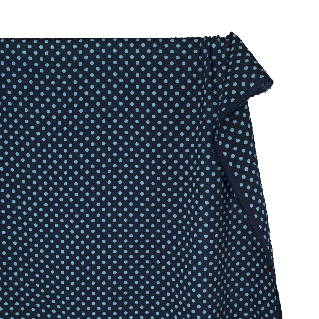 Mini Polka Dot Crinkle Cotton - Navy/Baby Blue - Image 4