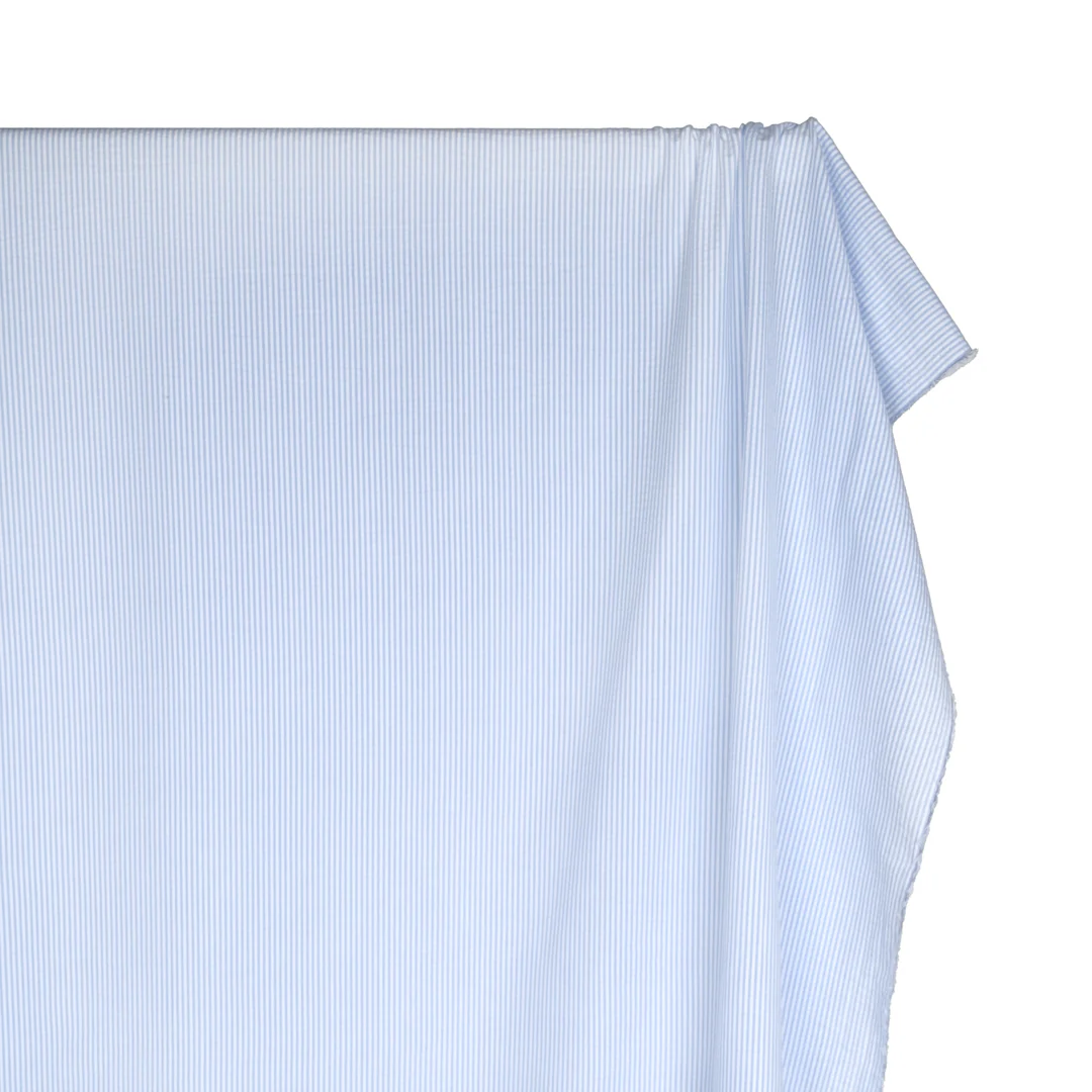 Mini Stripe Cotton Seersucker - Baby Blue/White - Image 4