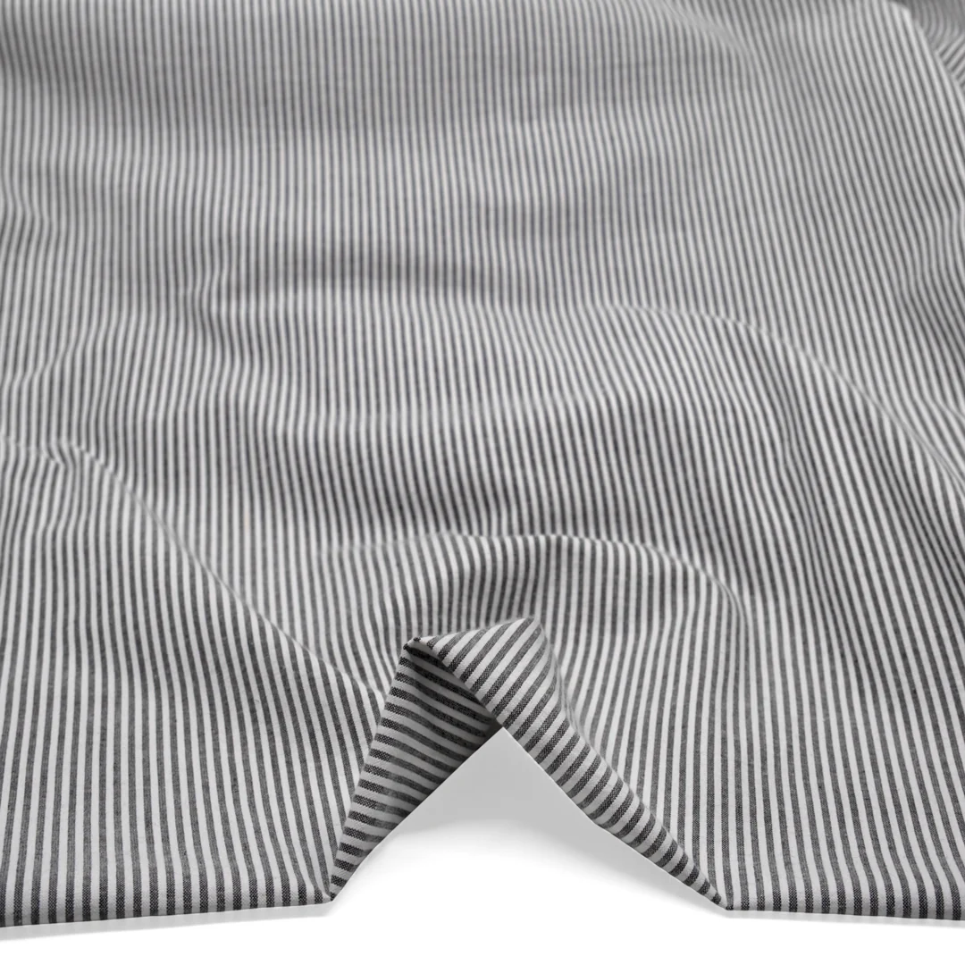 Mini Stripe Cotton Seersucker - Black/White - Image 2