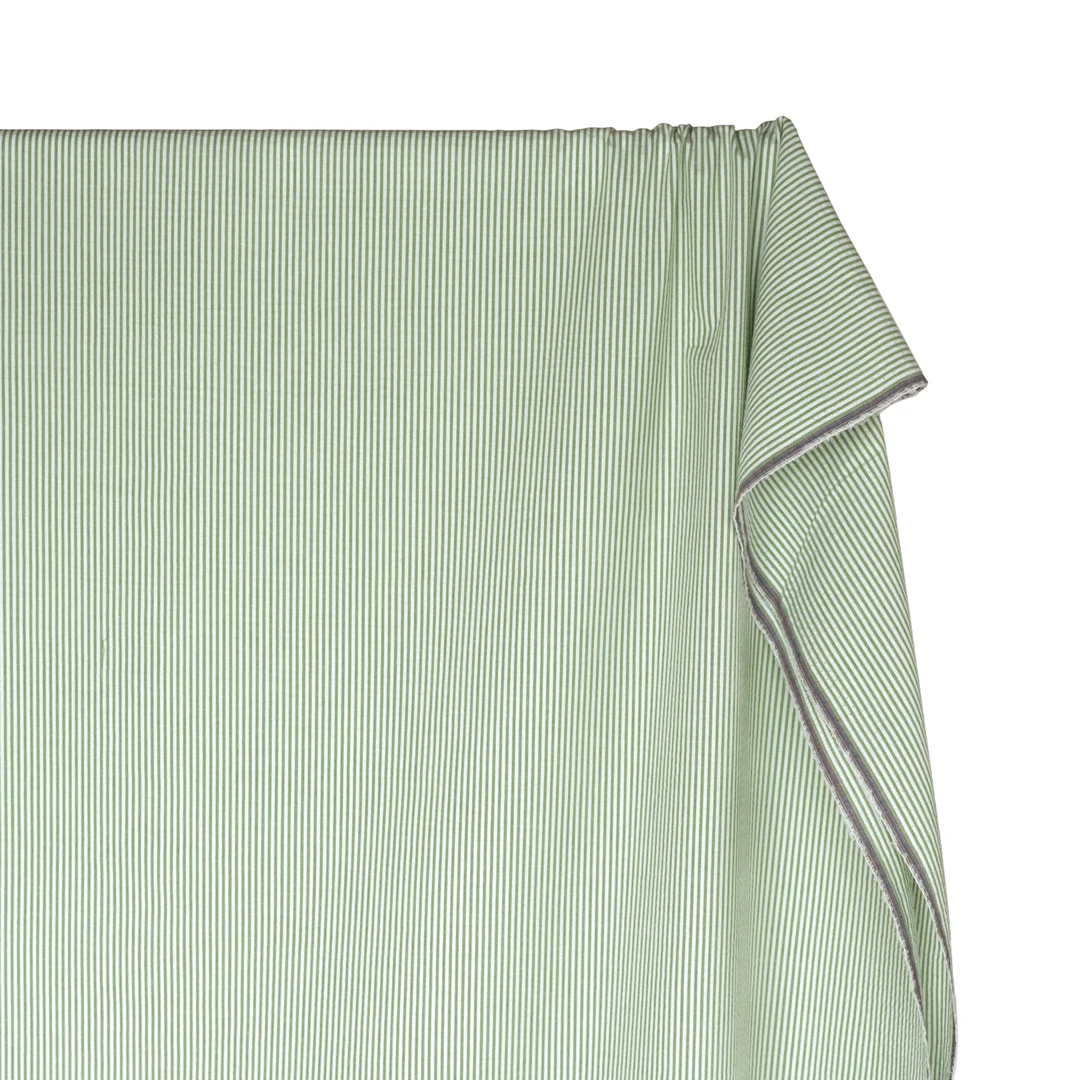 Mini Stripe Cotton Seersucker - Grasshopper/White - Image 4