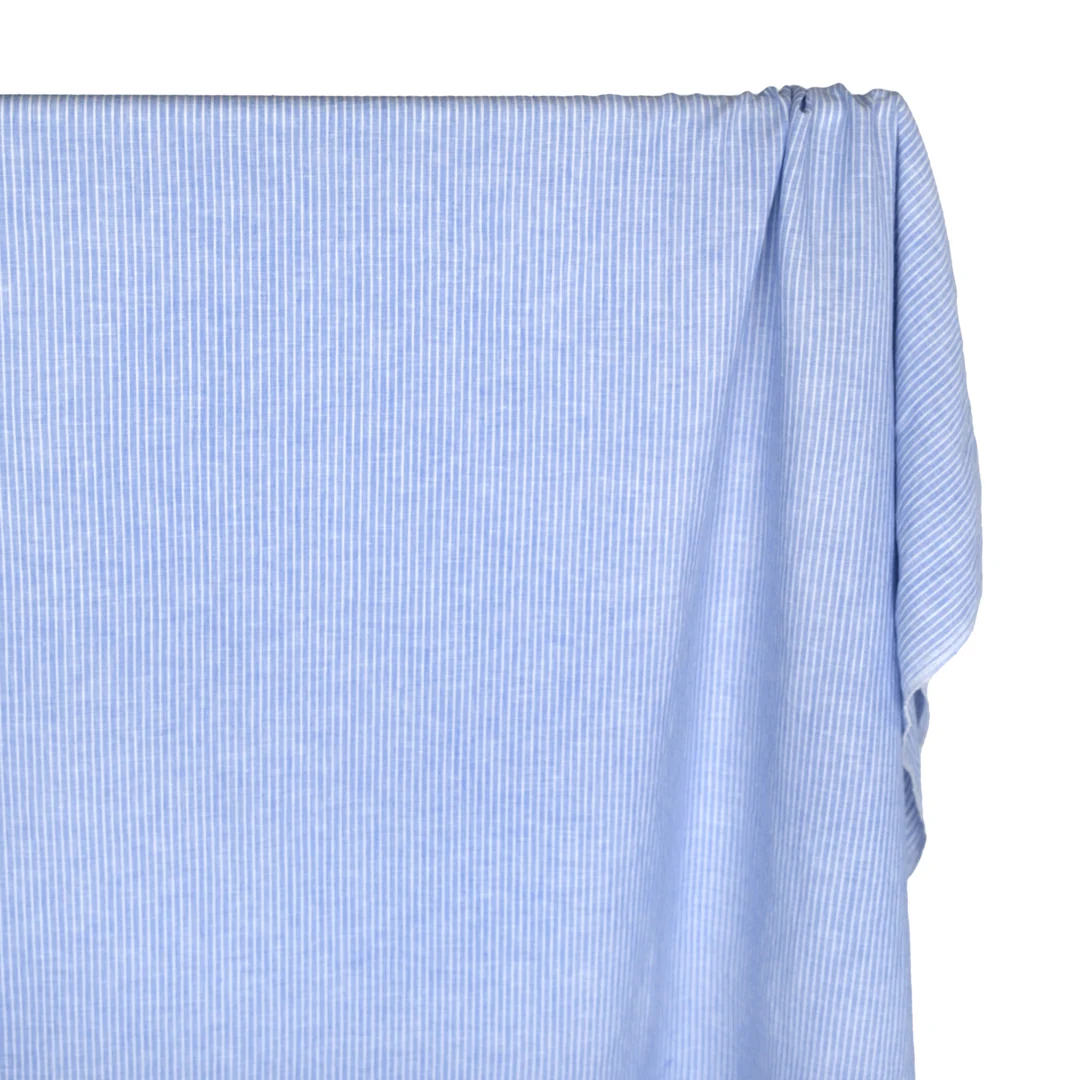 Mini Stripe Yarn Dyed Linen Cotton - Cornflower - Image 3
