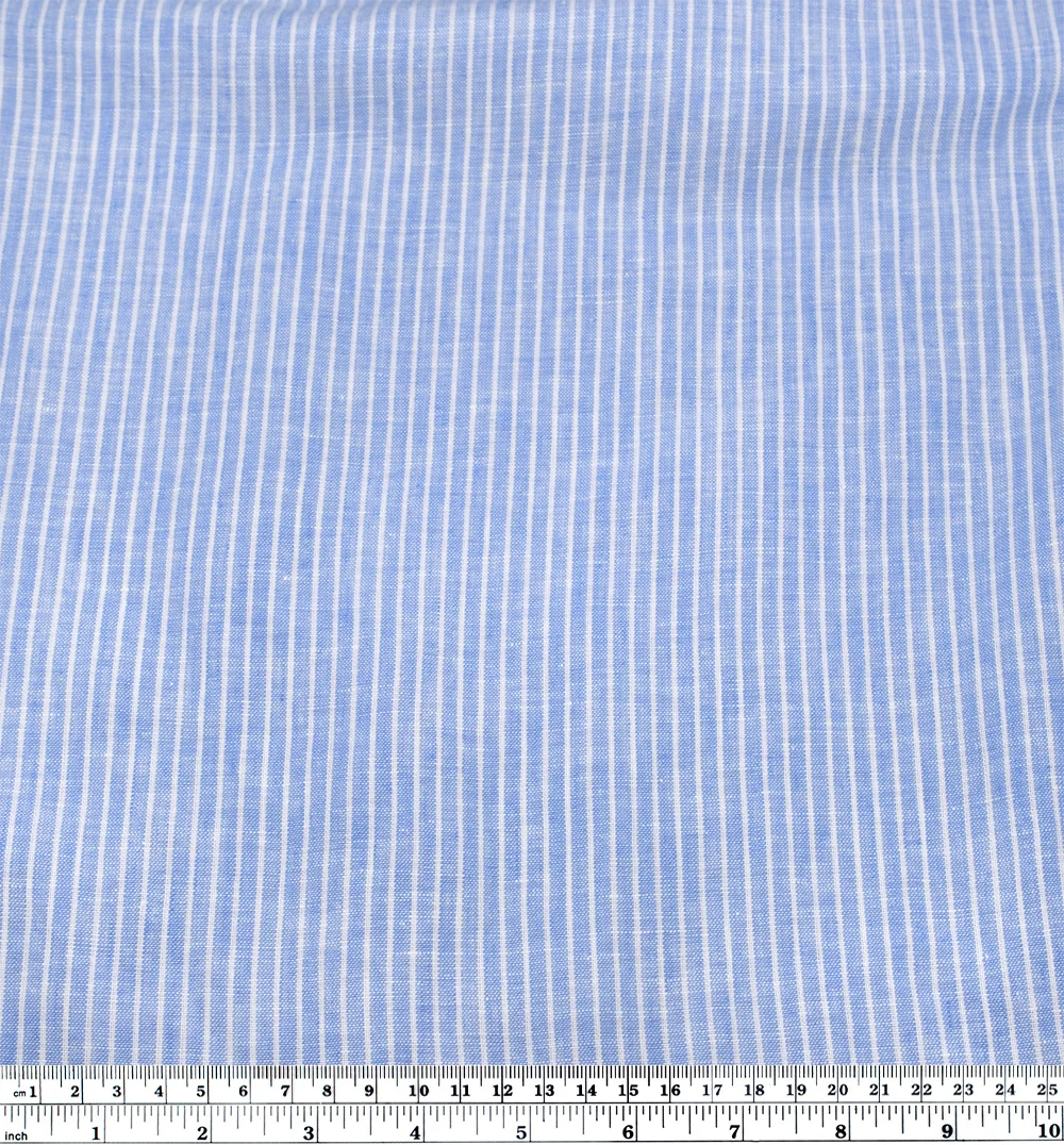 Mini Stripe Yarn Dyed Linen Cotton - Cornflower - Image 4