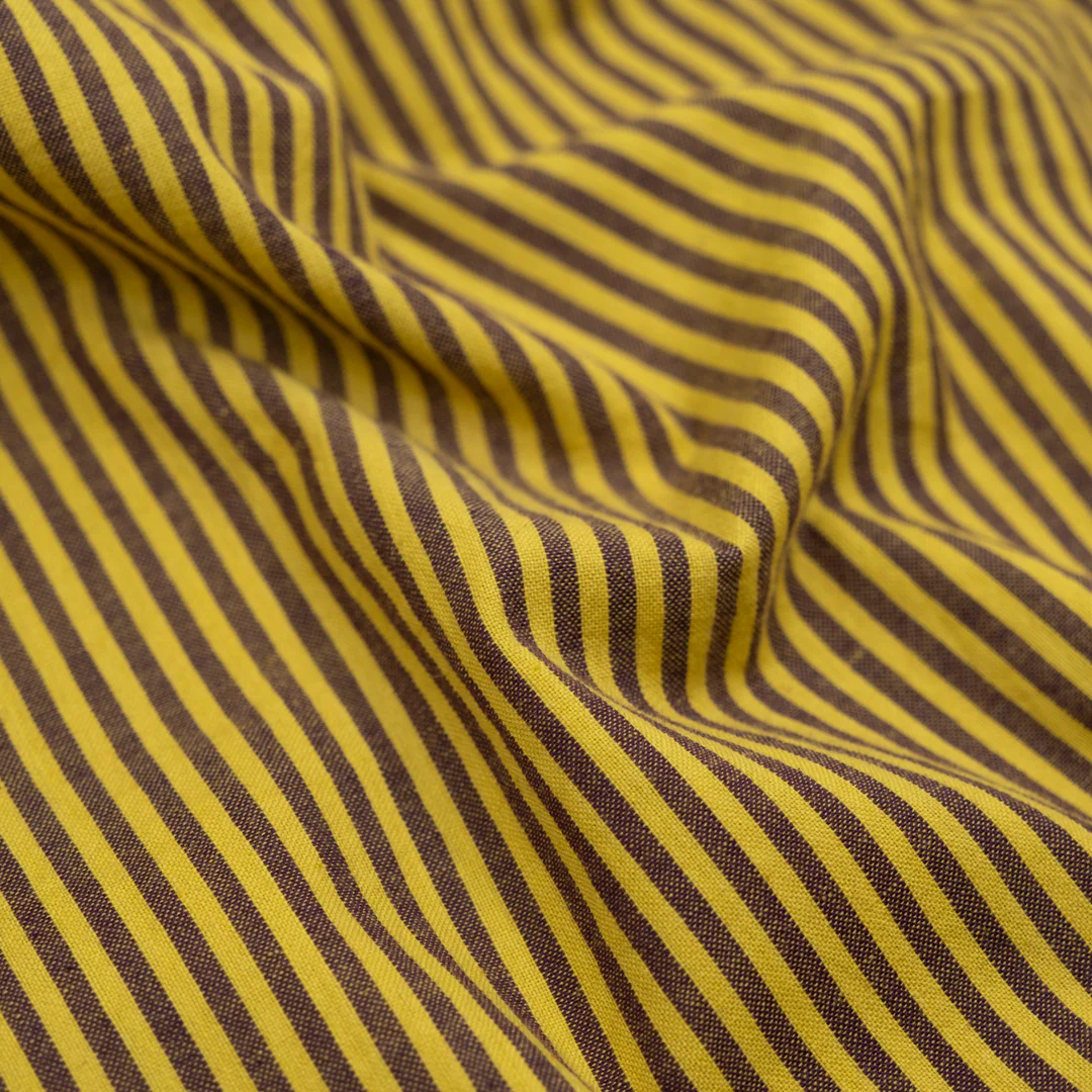 Mini Striped Lightweight Handwoven Cotton - Citron/Shadow