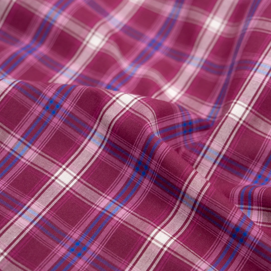 Mirage Plaid Cotton Shirting - Jam/Belize