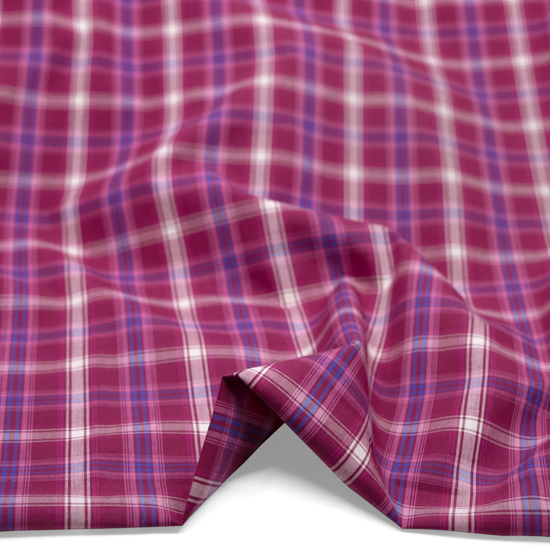 Mirage Plaid Cotton Shirting - Jam/Belize - Image 2