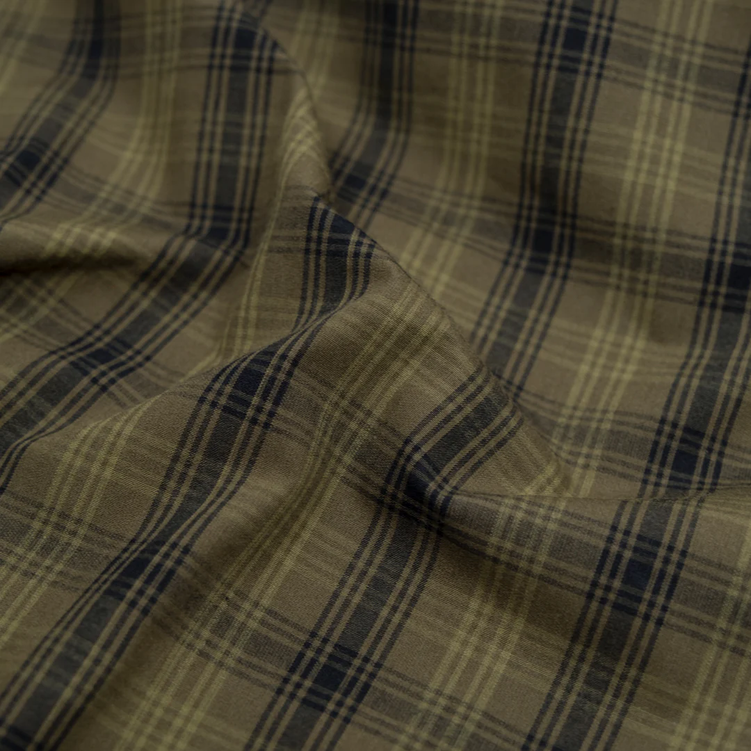 Mirage Plaid Cotton Shirting - Khaki/Black