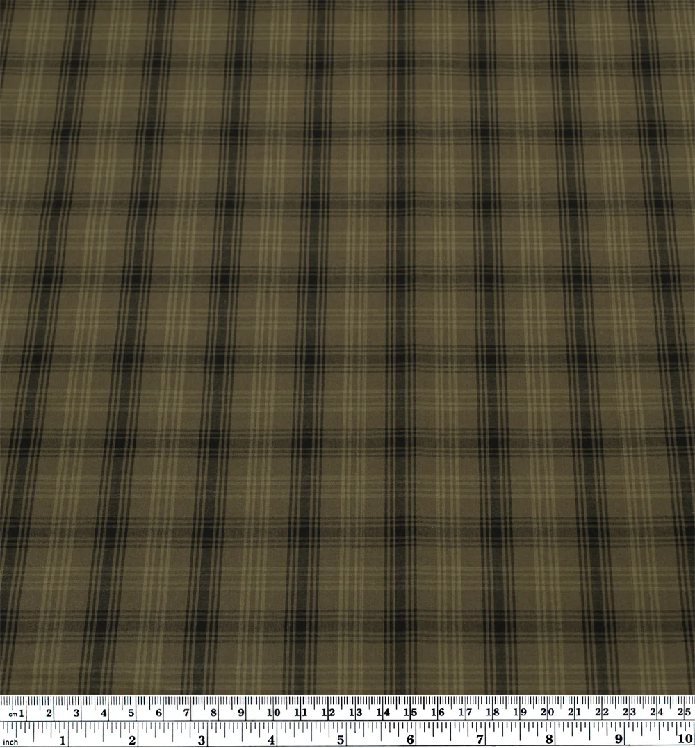 Mirage Plaid Cotton Shirting - Khaki/Black - Image 4