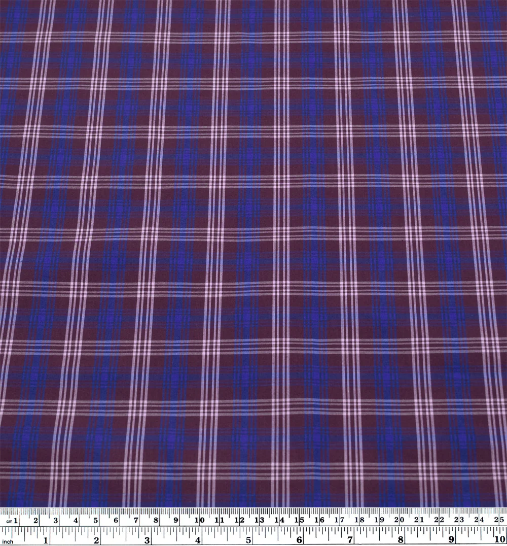 Mirage Plaid Cotton Shirting - Plum/Cobalt - Image 4