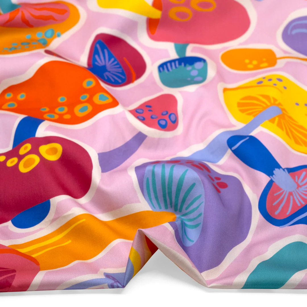 Mushy Organic Cotton Sateen - Light Pink/Aqua/Tangerine