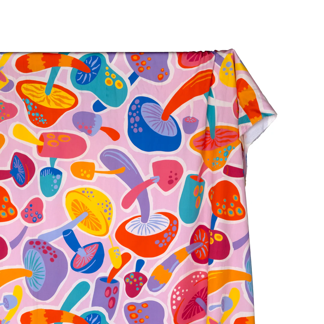 Mushy Organic Cotton Sateen - Light Pink/Aqua/Tangerine - Image 2