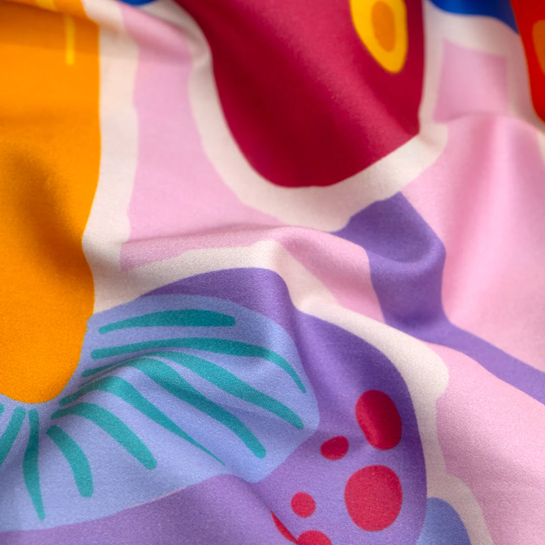 Mushy Organic Cotton Sateen - Light Pink/Aqua/Tangerine - Image 3