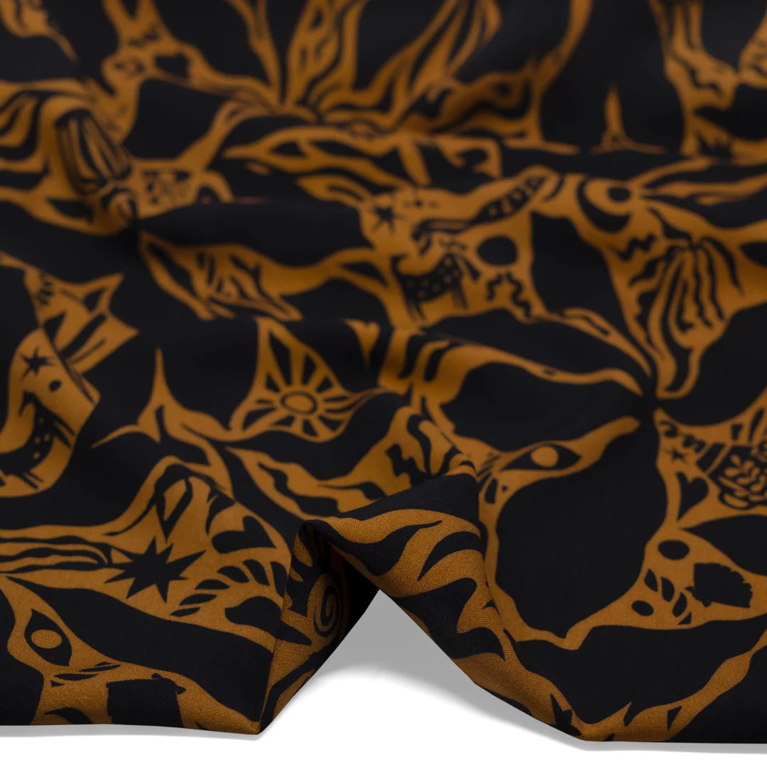 Mythology Viscose Challis - Black/Teak - Image 3