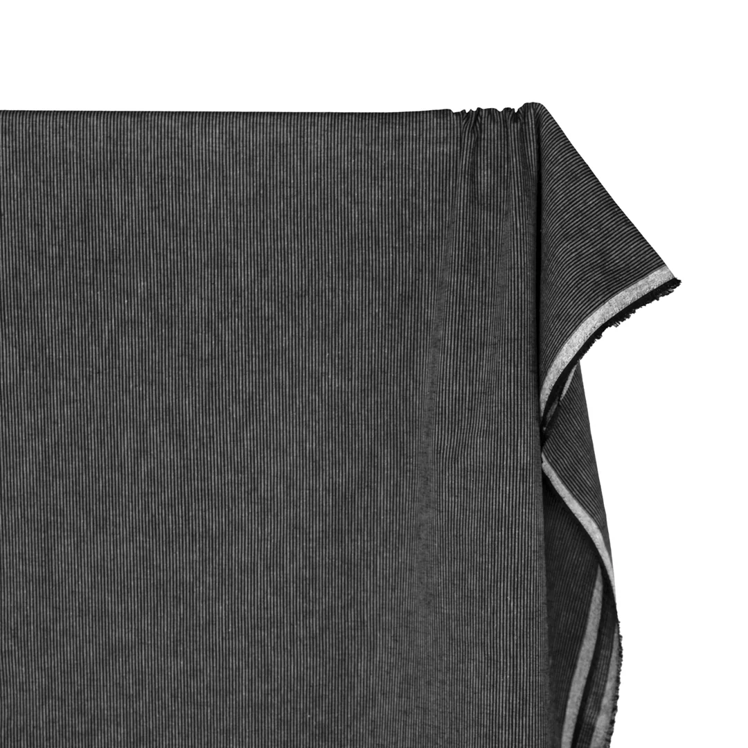Narrow Stripe Go-To Linen Cotton Blend - Black/Pale Grey - Image 4