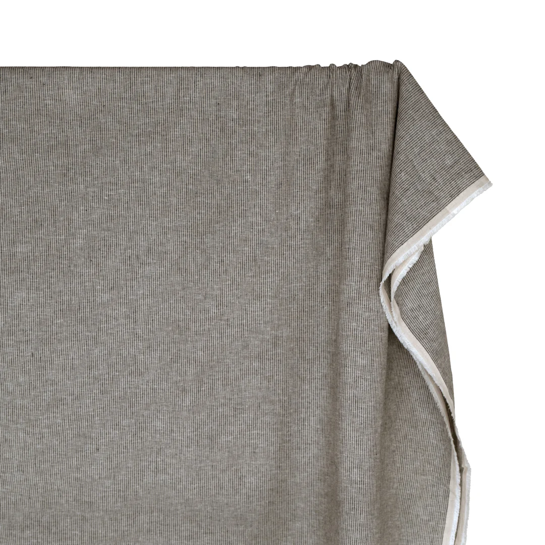 Narrow Stripe Go-To Linen Cotton Blend - Black/Sand - Image 3