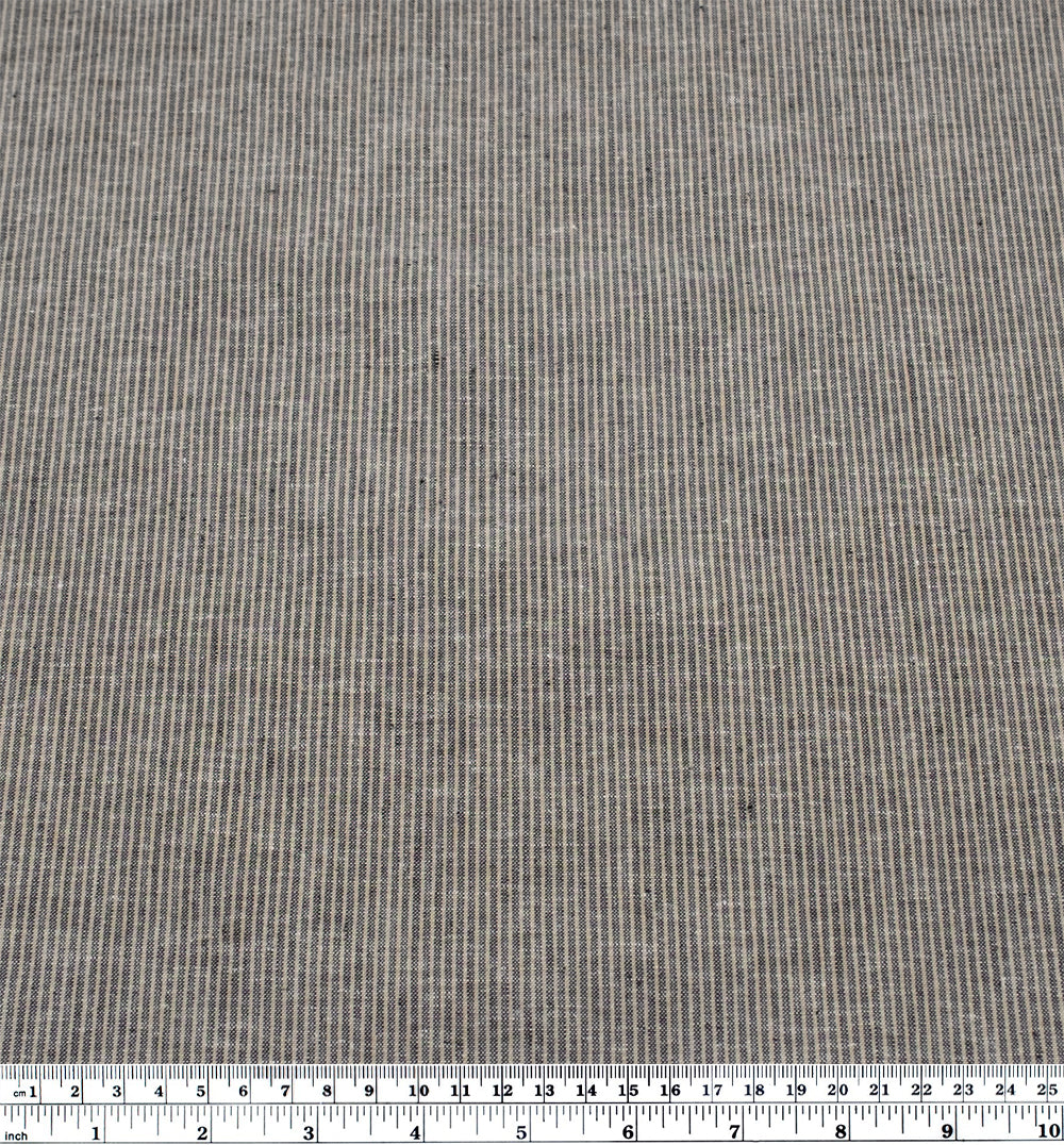 Narrow Stripe Go-To Linen Cotton Blend - Black/Sand - Image 4