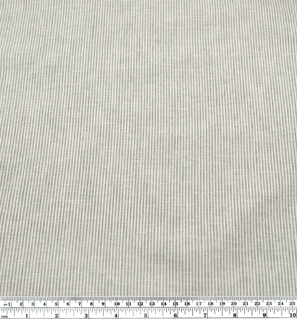 Narrow Stripe Go-To Linen Cotton Blend - Limestone/Pale Grey - Image 3