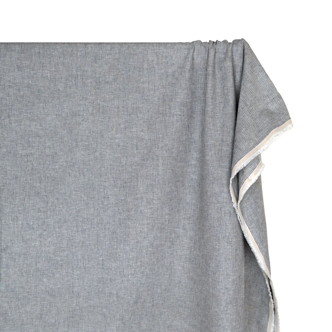 Narrow Stripe Go-To Linen Cotton Blend - Navy/Sand - Image 3