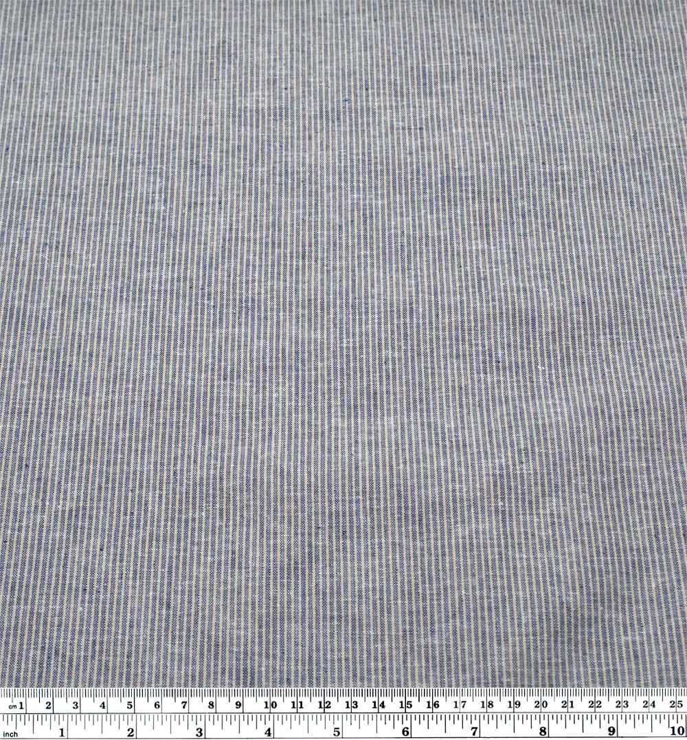 Narrow Stripe Go-To Linen Cotton Blend - Navy/Sand - Image 4