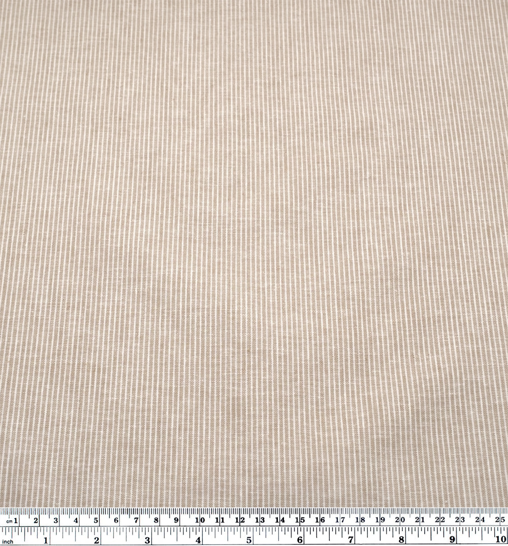 Narrow Stripe Go-To Linen Cotton Blend - Sand/Ivory - Image 4