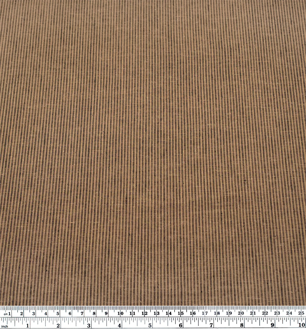 Narrow Stripe Go-To Linen Cotton Blend - Walnut/Black - Image 3