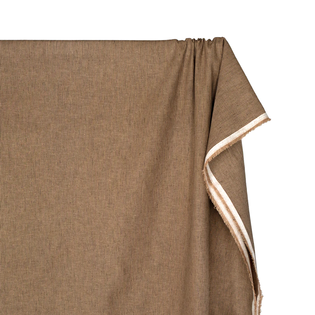 Narrow Stripe Go-To Linen Cotton Blend - Walnut/Black - Image 4