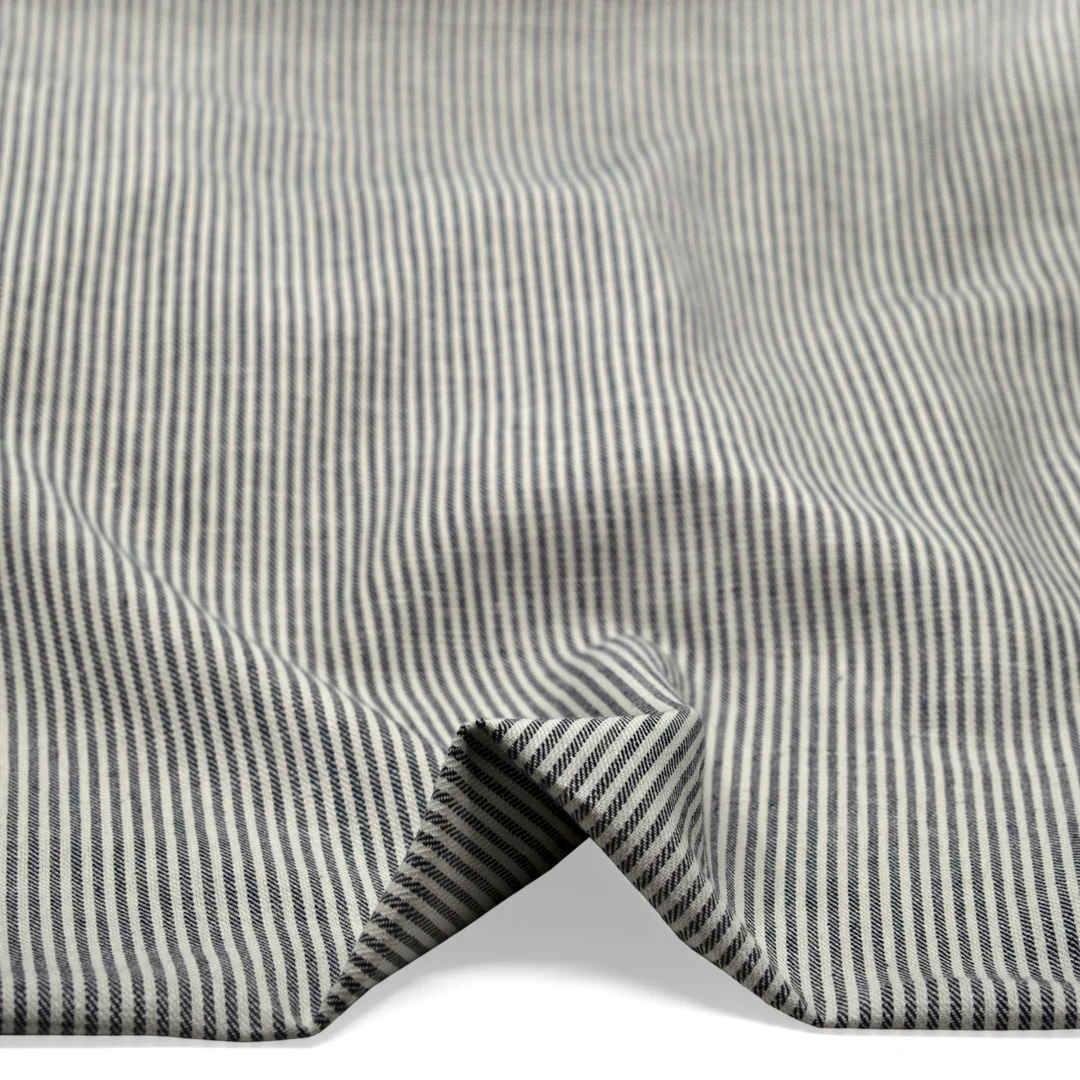 Nautical Stripe Linen Cotton Twill - Cream - Image 2
