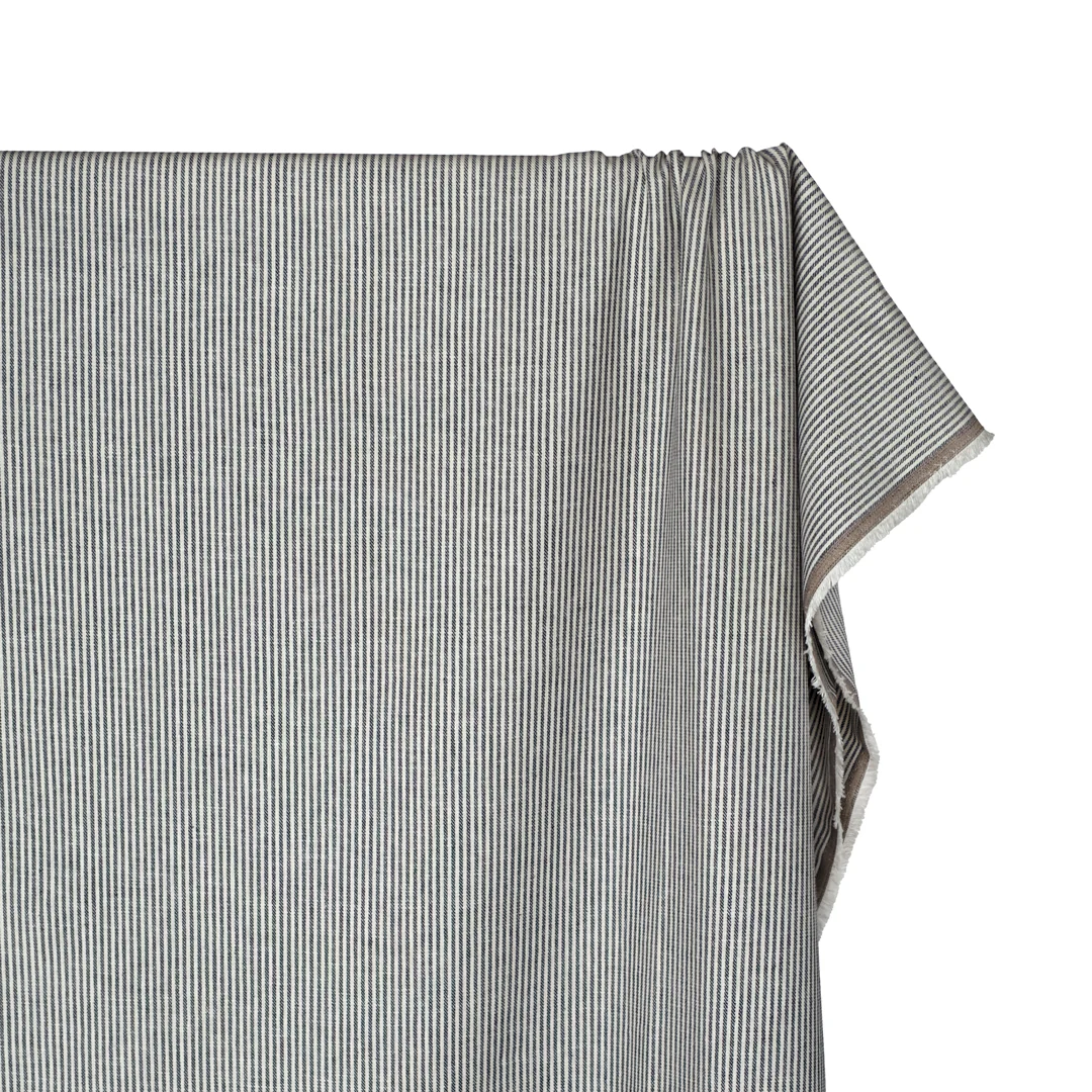 Nautical Stripe Linen Cotton Twill - Cream - Image 4