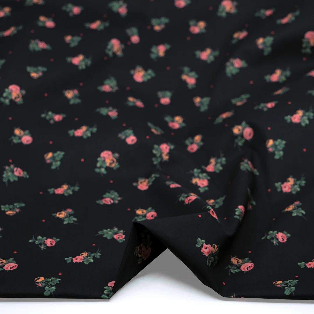 Nirvana Printed Cotton Lawn - Black/Guava/Spruce - Image 2