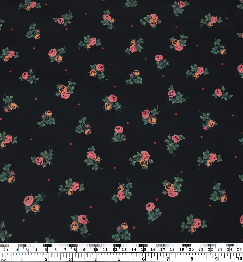Nirvana Printed Cotton Lawn - Black/Guava/Spruce - Image 3