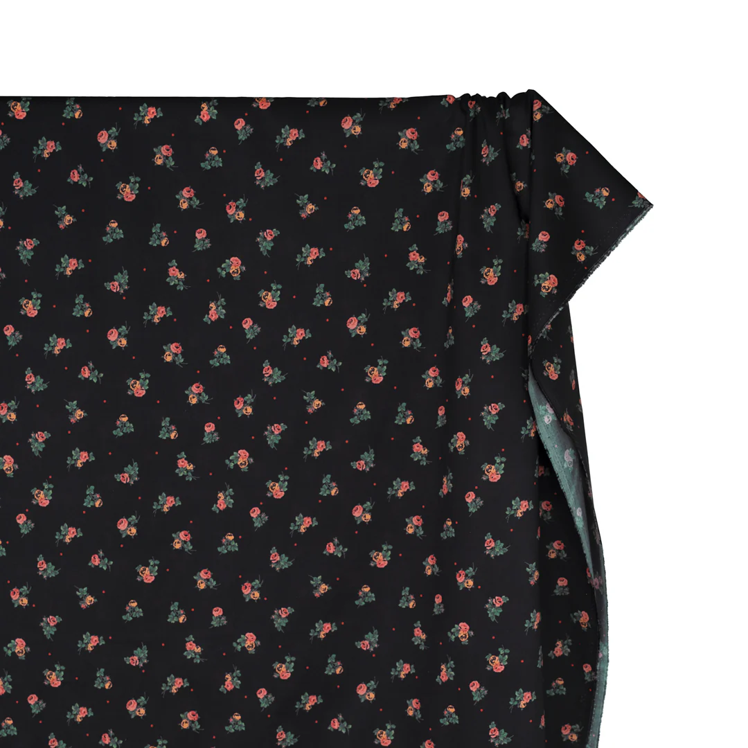 Nirvana Printed Cotton Lawn - Black/Guava/Spruce - Image 4