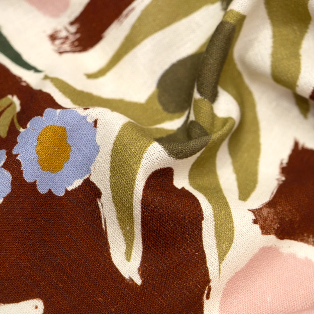 Olive Garden Linen Viscose Blend - Brick/Multi - Image 2