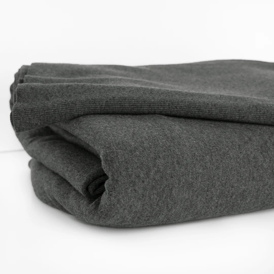 Organic Cotton 2x2 Ribbing - Heather Charcoal - Image 3