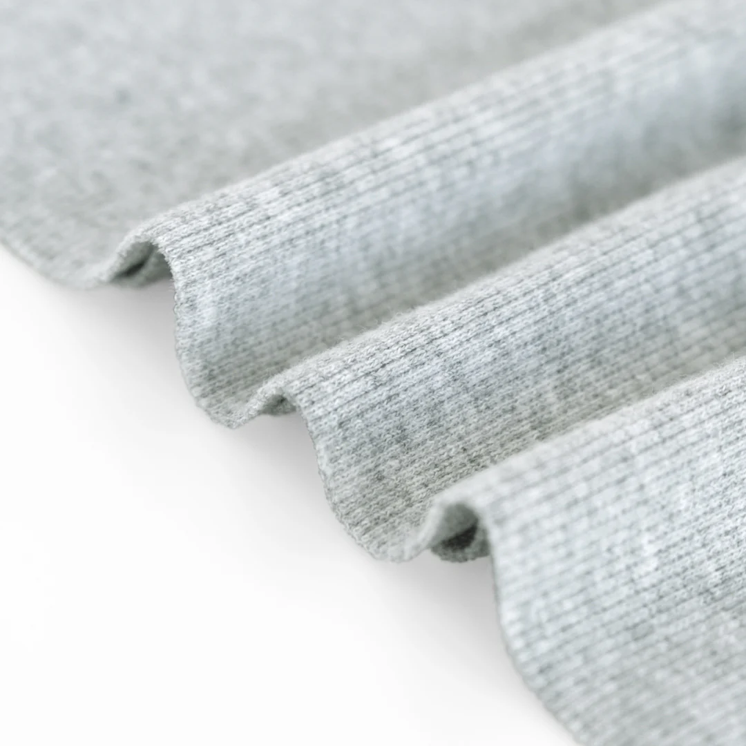 Organic Cotton 2x2 Ribbing - Heather Grey