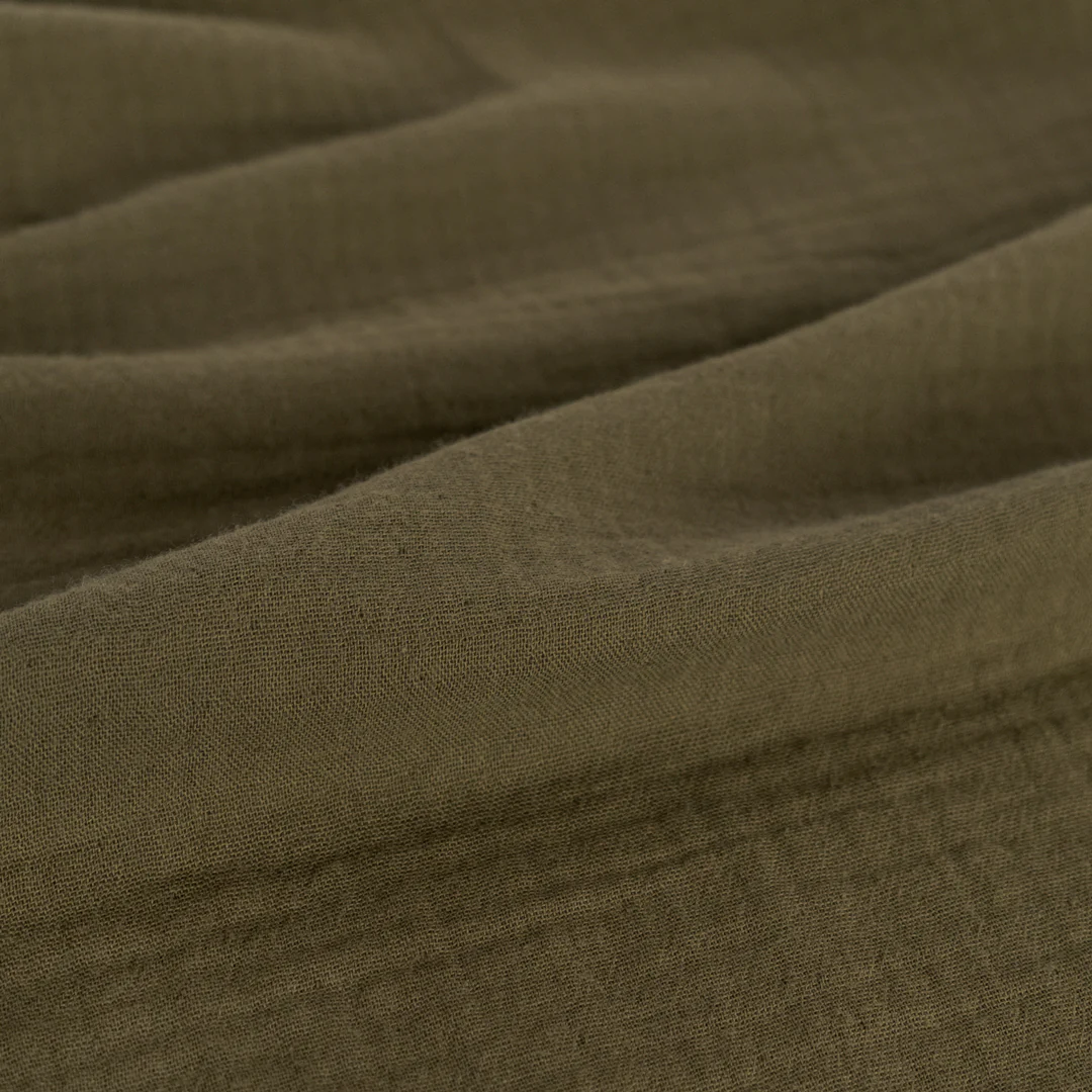 Organic Cotton Double Gauze  - Olive - Image 2