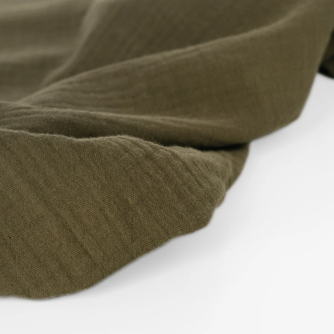 Organic Cotton Double Gauze  - Olive - Image 3