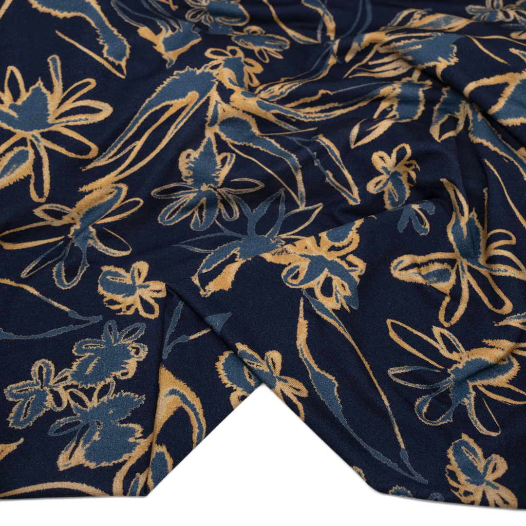 Overgrowth LENZING™ ECOVERO™ Jersey - Navy/Apricot