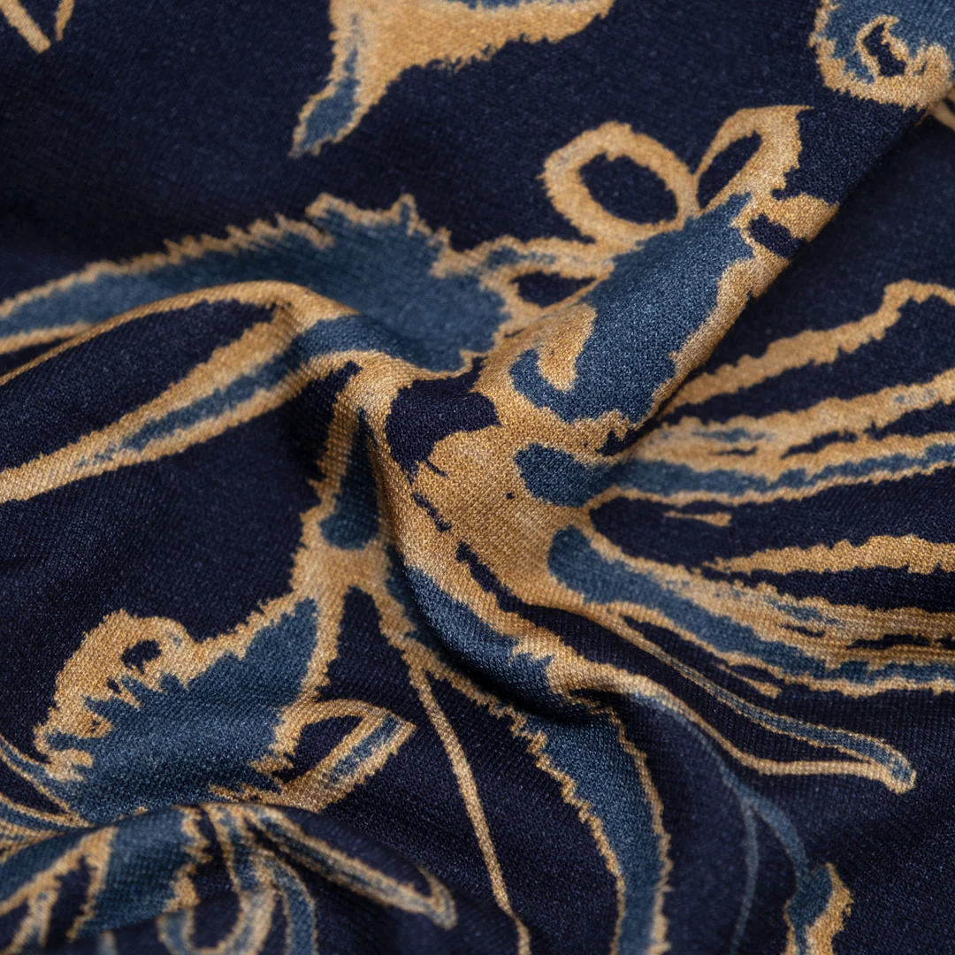 Overgrowth LENZING™ ECOVERO™ Jersey - Navy/Apricot - Image 2