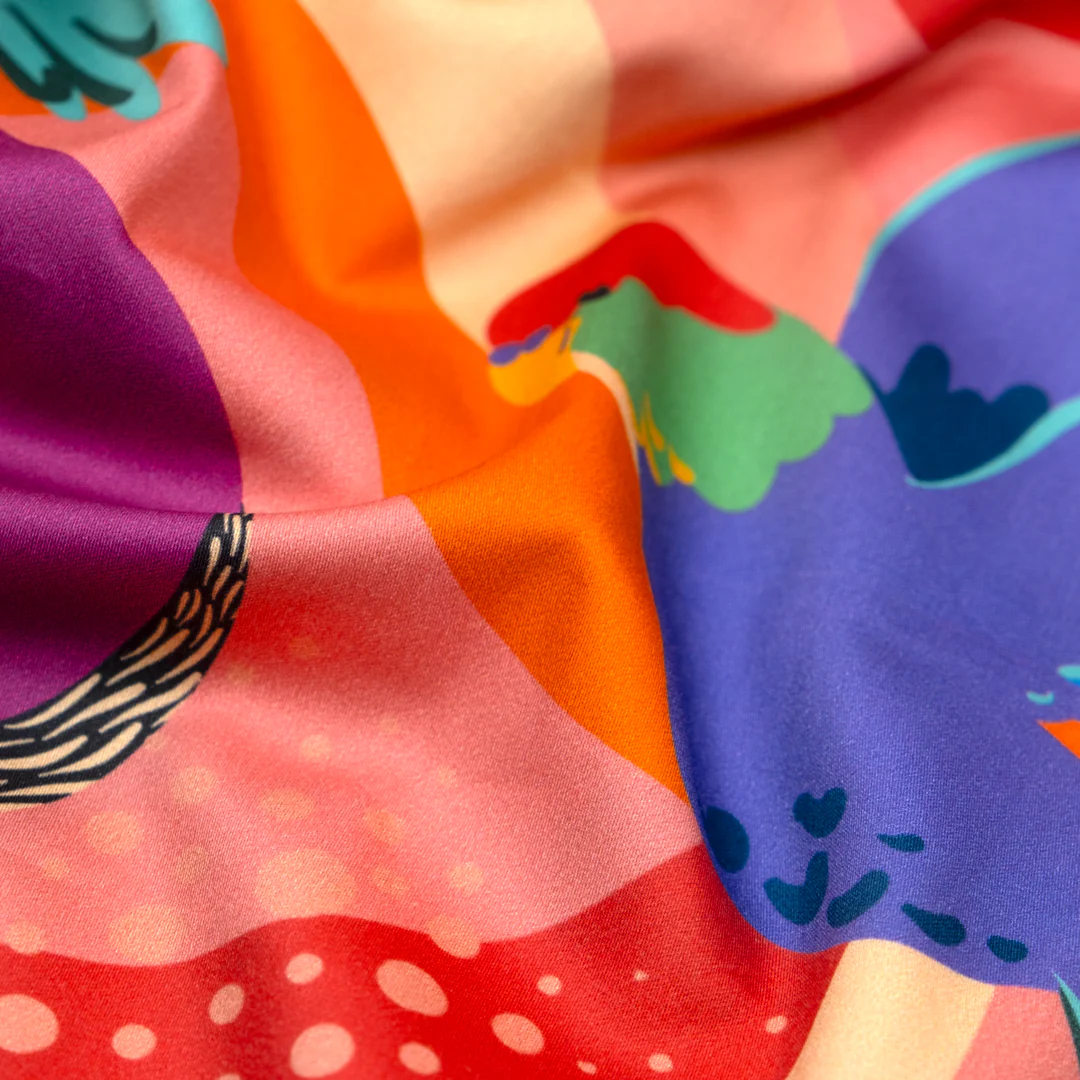 Parrot Party Organic Cotton Sateen - Bubblegum/Turquoise/Multi - Image 3