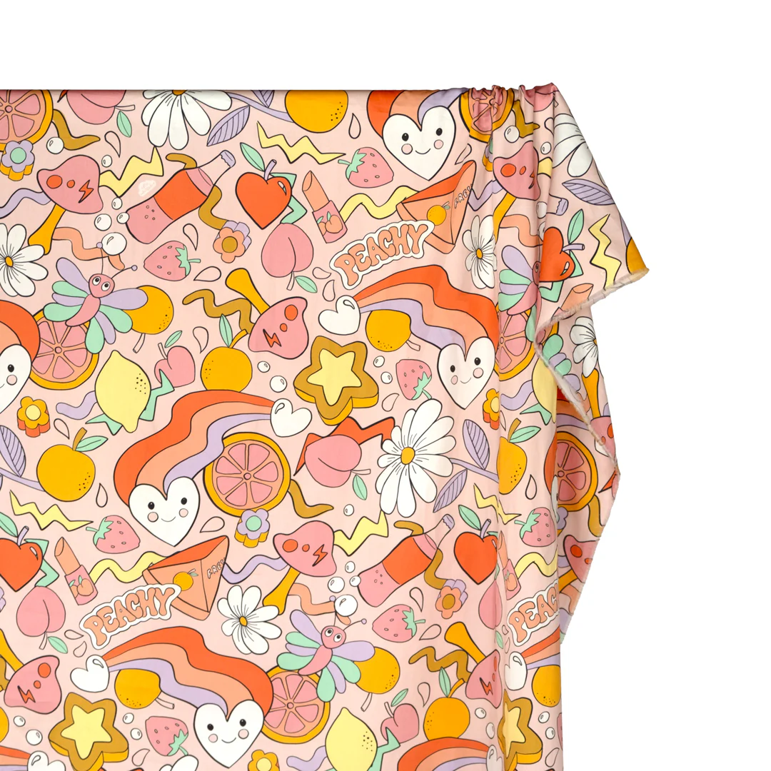Peachy Organic Cotton Sateen - Petal/Peach/Pale Lavender - Image 2