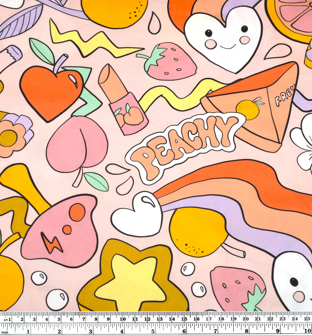 Peachy Organic Cotton Sateen - Petal/Peach/Pale Lavender - Image 4