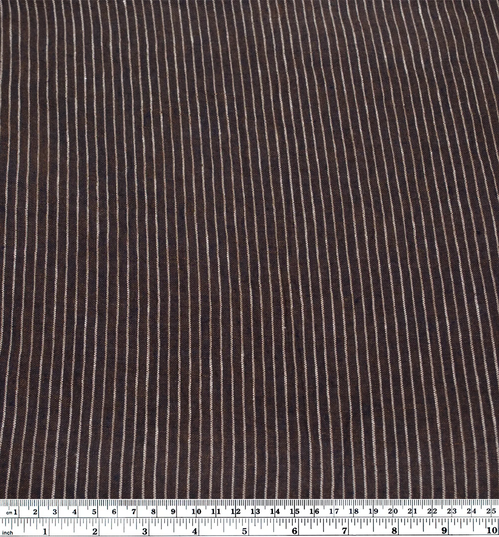 Pencil Stripe Stonewashed Linen - Asphalt/White - Image 3