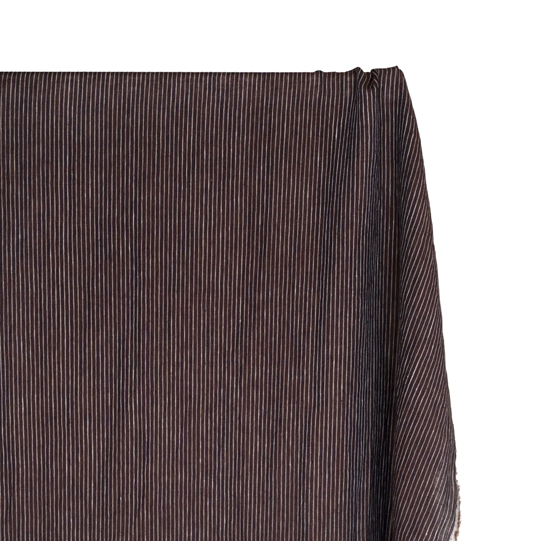 Pencil Stripe Stonewashed Linen - Asphalt/White - Image 4