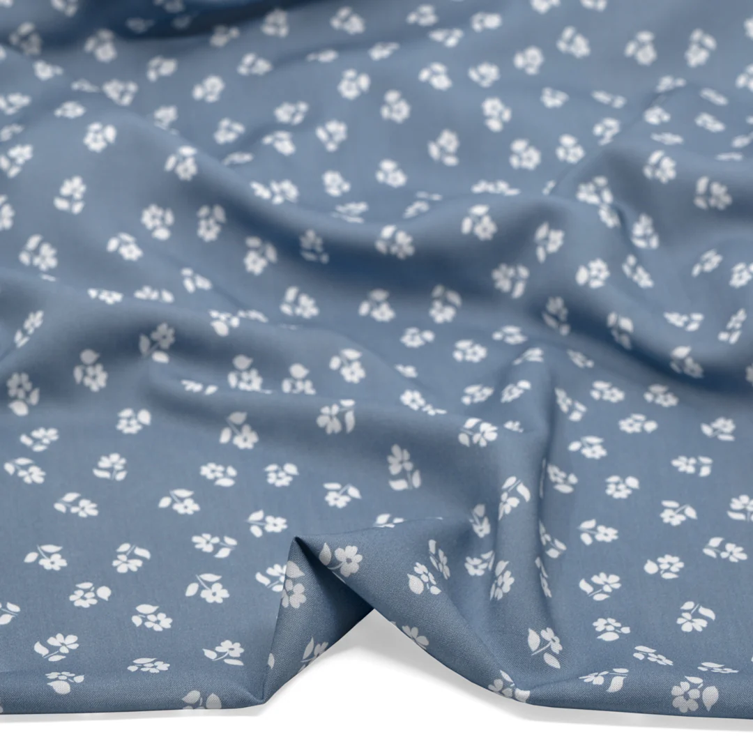 Perfect Posy Printed Viscose Challis - Bluestone - Image 2