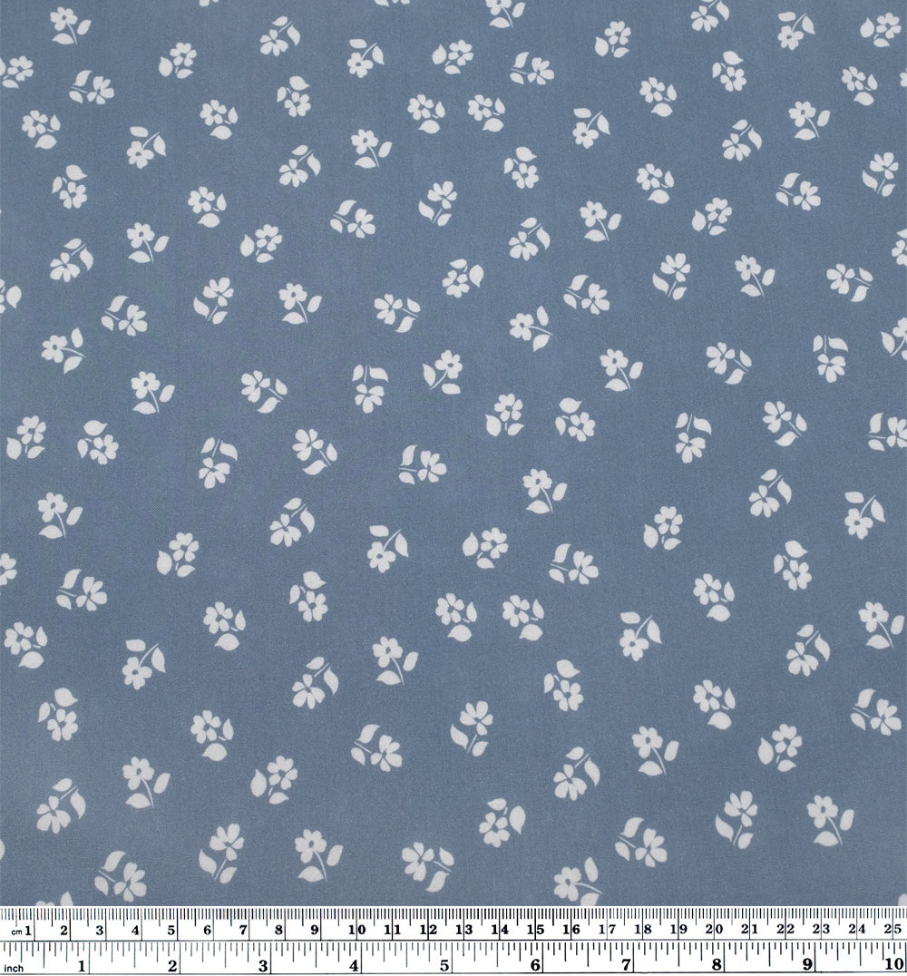 Perfect Posy Printed Viscose Challis - Bluestone - Image 3