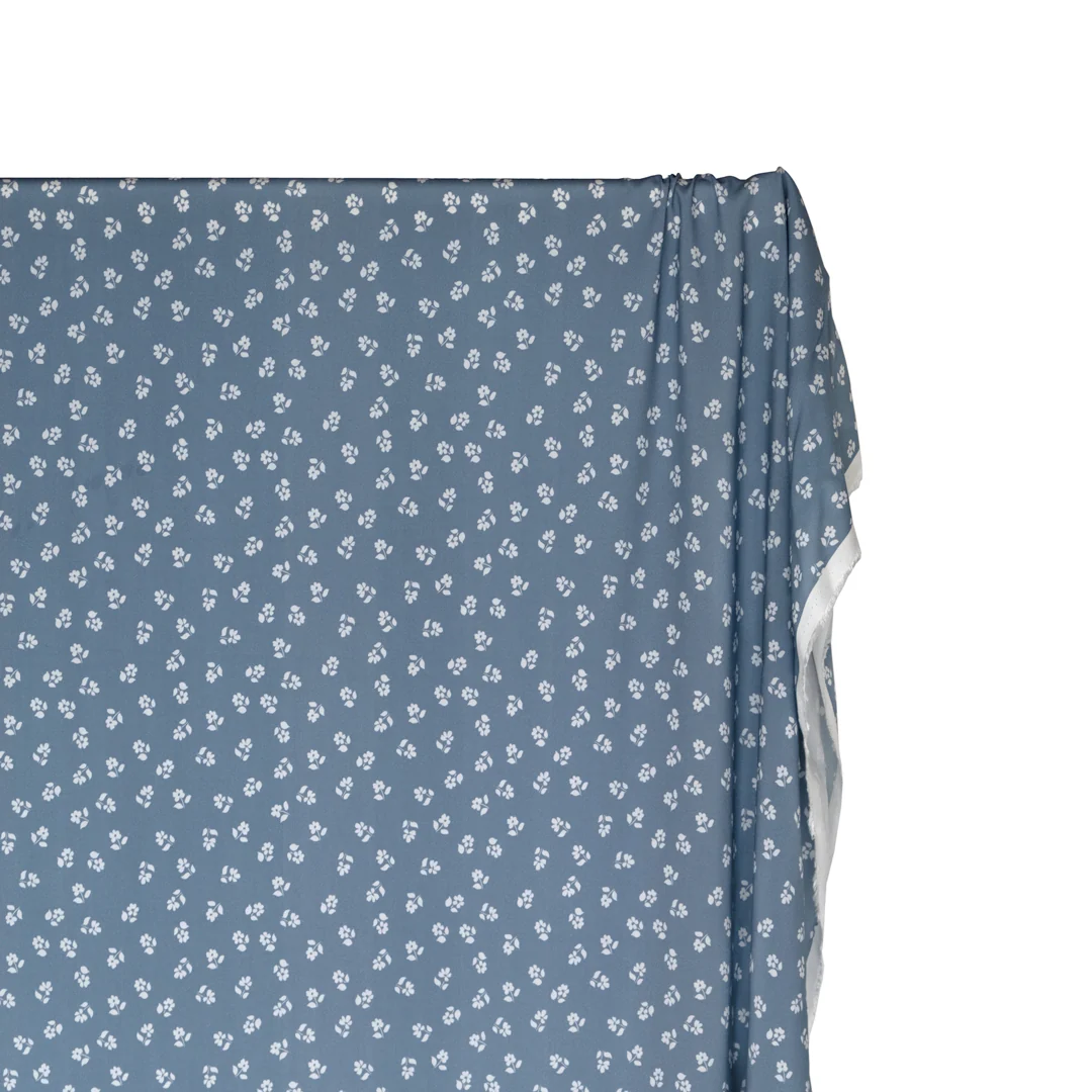 Perfect Posy Printed Viscose Challis - Bluestone - Image 4