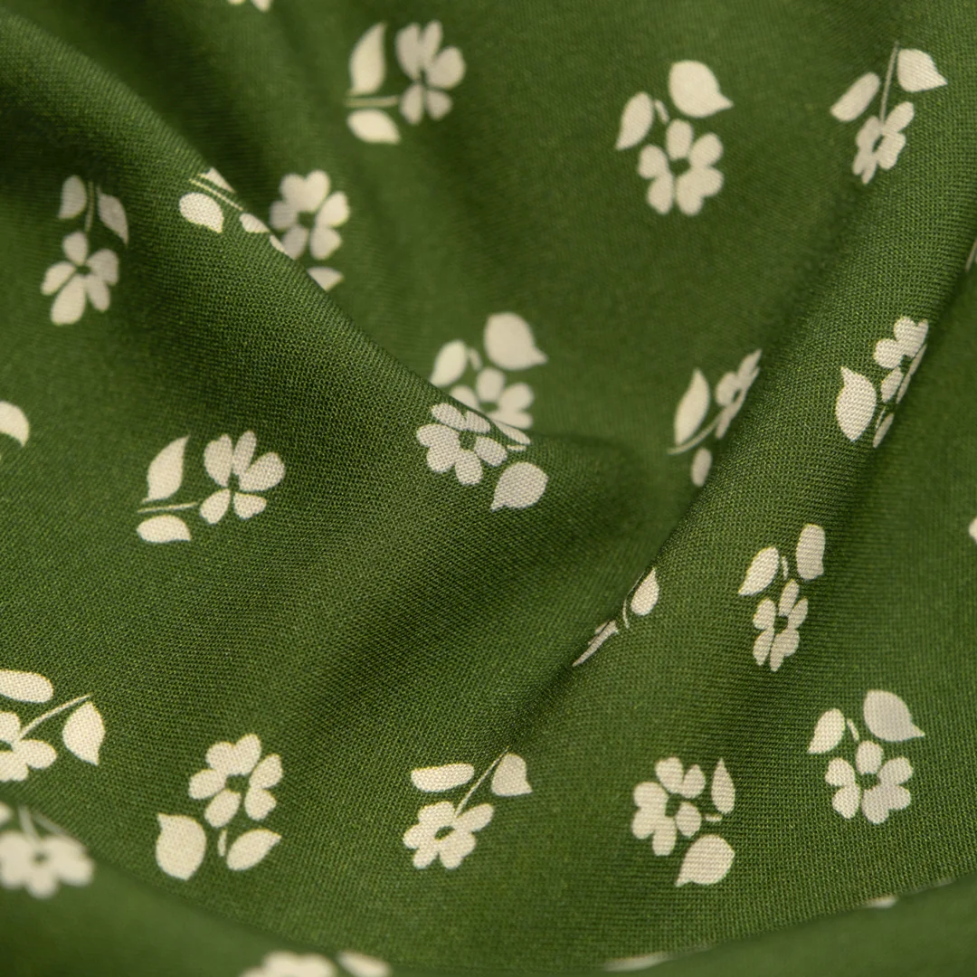 Perfect Posy Printed Viscose Challis - Chive